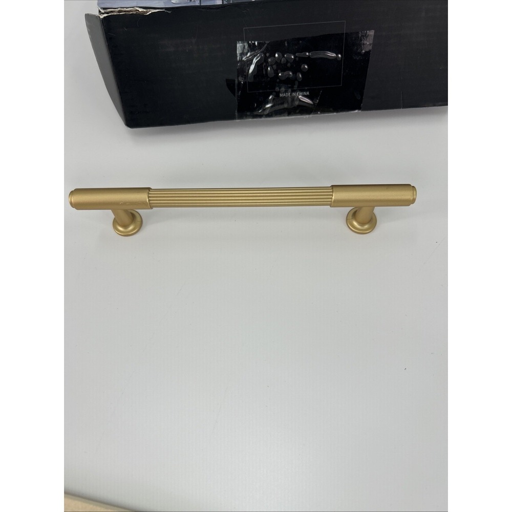 AsidRama 10 Pack Brushed Gold Fluted Cabinet Pulls 5 Inch Hole Center Handles